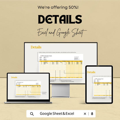 Contracts Schedule of Values Template | Construction SOV Spreadsheet | Contractor Payment Schedule Template