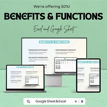 Customer Service Resource Allocation Template | Call Center Staffing Spreadsheet | Workforce Planning Tool | Excel & Google Sheets