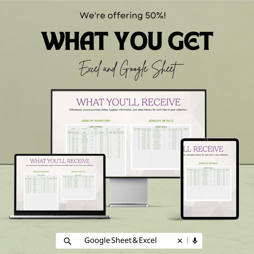 Jewelry Inventory Template | Excel & Google Sheets Jewelry Stock Tracker | Boutique Inventory Spreadsheet | Jewelry Business Inventory Log
