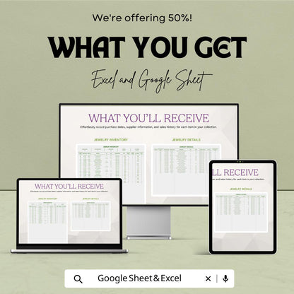 Jewelry Inventory Template | Excel & Google Sheets Jewelry Stock Tracker | Boutique Inventory Spreadsheet | Jewelry Business Inventory Log