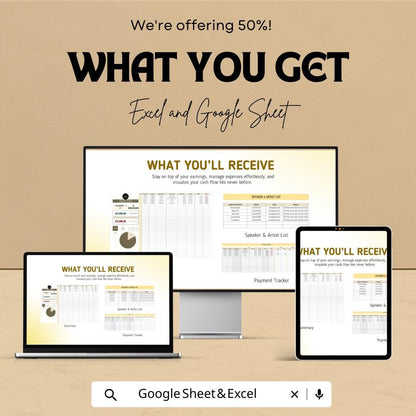 Marketing Speaker & Artist Payment Tracker Template | Income and Expense sheet | Finance Tracker | Event Payment Log | Digital Download