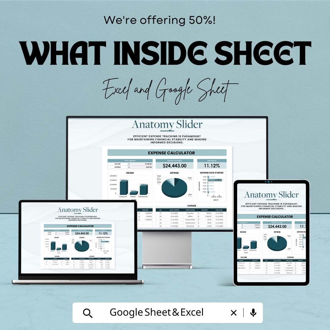 Expenses Calculator Template | Income & Expense Tracker | Budget Spreadsheet for Excel and Google Sheets
