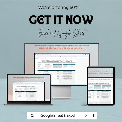 Project Cost Estimate Template | Project Budget Planner Spreadsheet | Cost Estimation Sheet | Excel & Google Sheets | Project Management