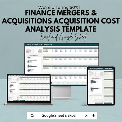 Finance Mergers & Acquisitions Acquisition Cost Analysis Template | Cost Breakdown, Financial Projections, and Synergy Assessment