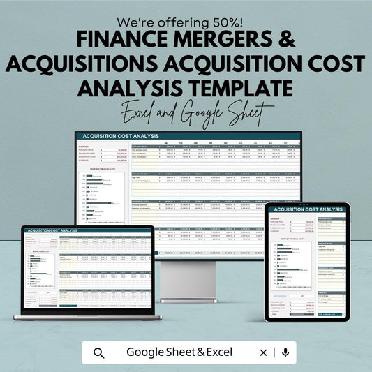 Finance Mergers & Acquisitions Acquisition Cost Analysis Template | Cost Breakdown, Financial Projections, and Synergy Assessment