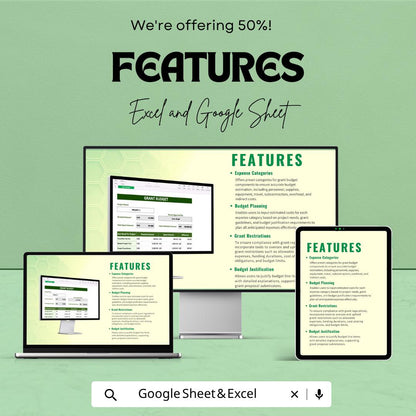 Grant Budget Template | Grant Proposal Budget Spreadsheet | Nonprofit Budget Planner | Funding Expense Tracker