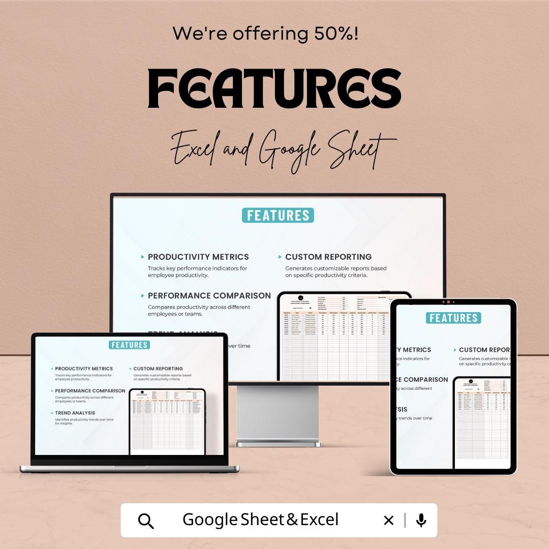 Operations Workforce Productivity Report Template | Team Performance Dashboard | Excel & Google Sheets Template