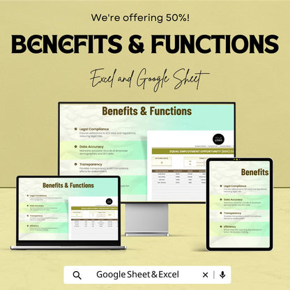 Equal Employment Opportunity EEO Compliance Tracker Hr Template | EEO Monitoring Spreadsheet | HR Compliance Dashboard | Excel Google Sheets