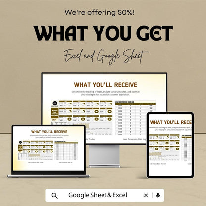 Marketing Lead Conversion Rate Tracker Sheet | Excel & Google Sheets | Lead Metrics Dashboard | CRM Analytics Template