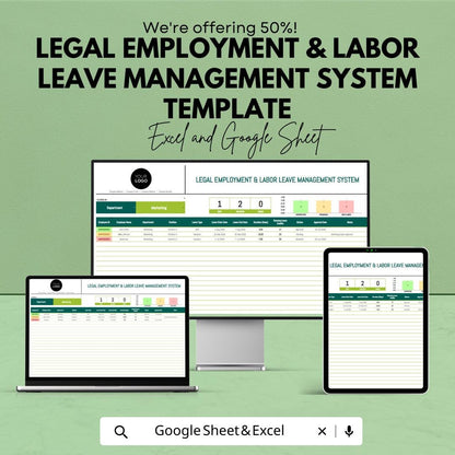 Legal Employment Leave Tracker Template, HR Leave Management System, Employee Leave Log, PTO Tracker, HR Spreadsheet