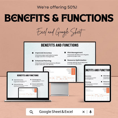 Sample Project Estimate Template | Project Cost Estimator Spreadsheet | Budget Planning Tracker | Excel & Google Sheets | Professional