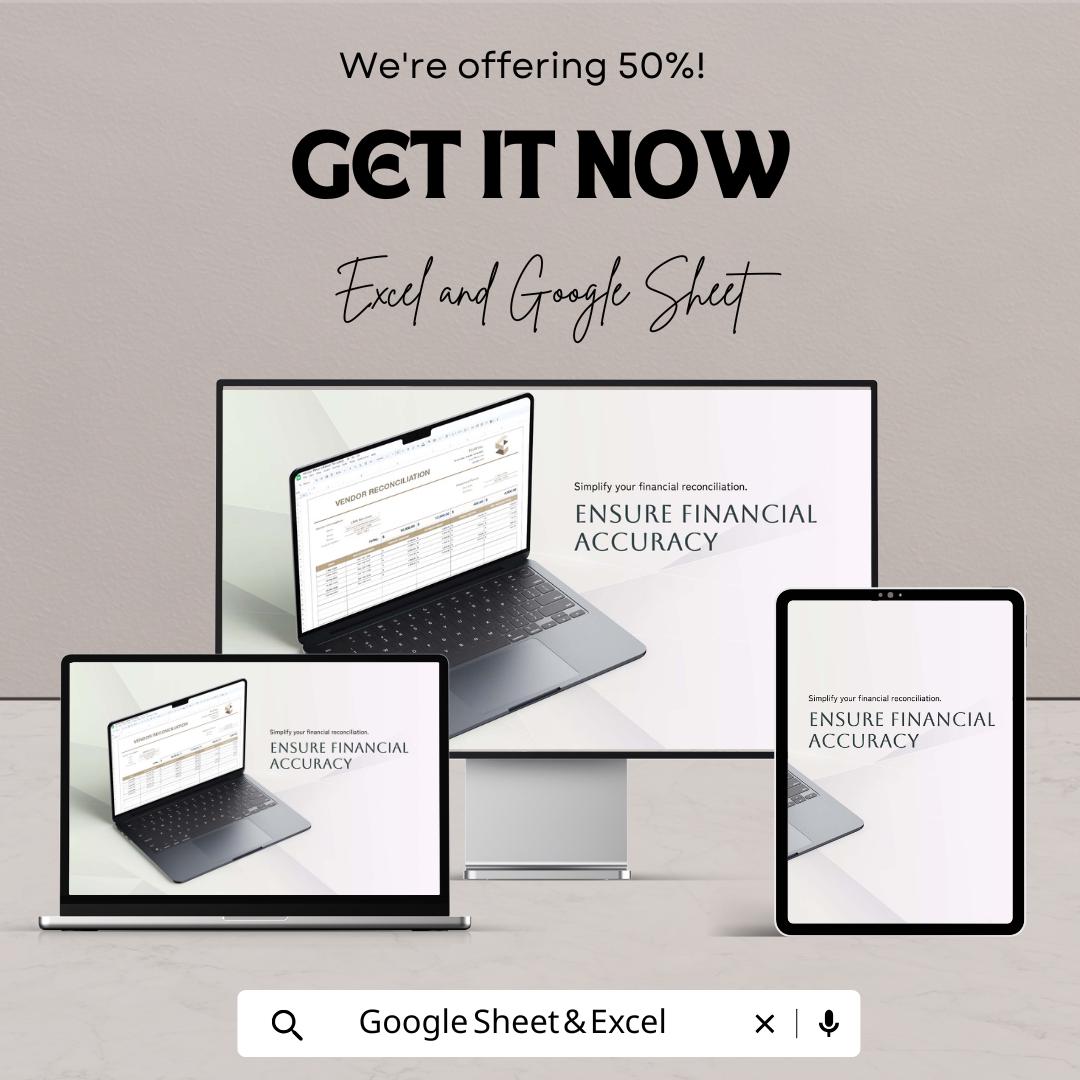 Reconciliation Sheet Template – Editable Excel & Google Sheet | Financial Reconciliation Tracker | Instant Download