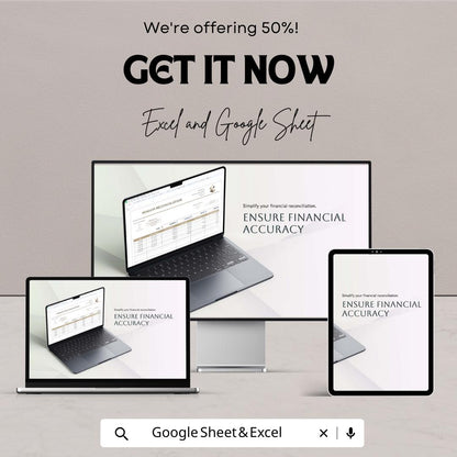 Reconciliation Sheet Template – Editable Excel & Google Sheet | Financial Reconciliation Tracker | Instant Download