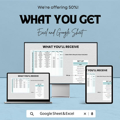 Sales Client Lifecycle Value Calculator Template | Excel & Google Sheets | Customer Lifetime Value Spreadsheet | CLV Tracker