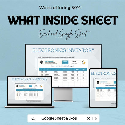 Asset Inventory Tracker Template |  | Fixed Asset Register | Equipment & Electronics Inventory | Depreciation Tracker Spreadsheet