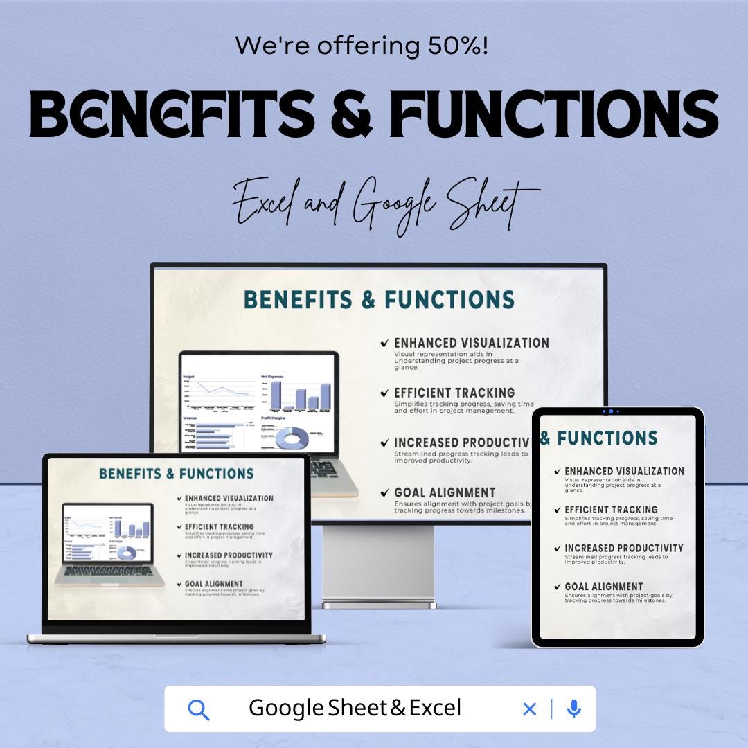 KPI Chart Sheet | Budget Tracking, Net Expenses, Revenue and Profit Margins | Excel & Google Sheet Template | Business Performance Dashboard