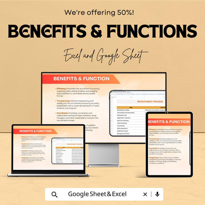 Recruitment Plan Gantt Chart Sheet - Excel and Google Sheets Template for Effective Hiring & Task Management