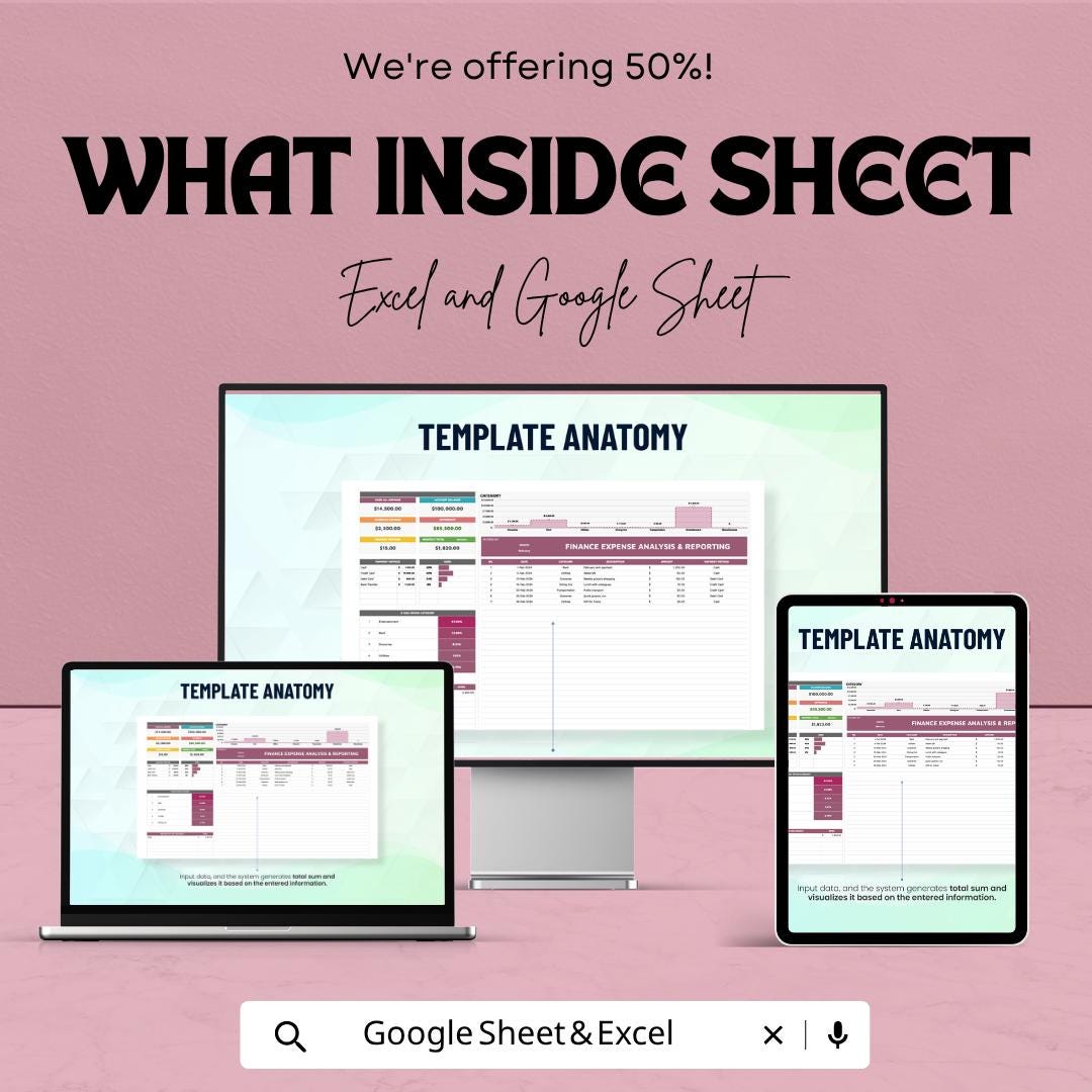Finance Expense Analysis Template | Expense Tracker Spreadsheet | Financial Reporting Template | Budget Analysis Dashboard
