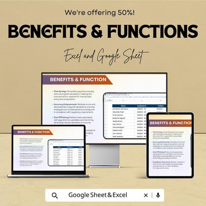 Automated Payroll Template | Payroll Calculator Spreadsheet | Salary Tracker | Employee Payroll System | Accounting Template