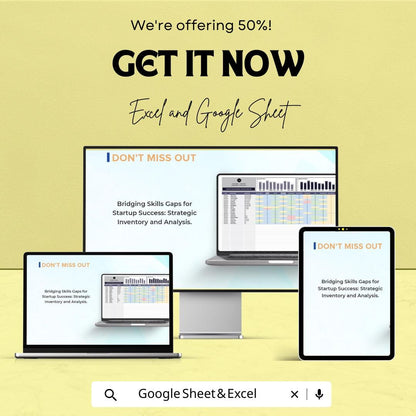 Startup Skills Inventory and Gap Analysis Sheet - Excel and Google Sheets Template for Team Assessment & Strategic Planning
