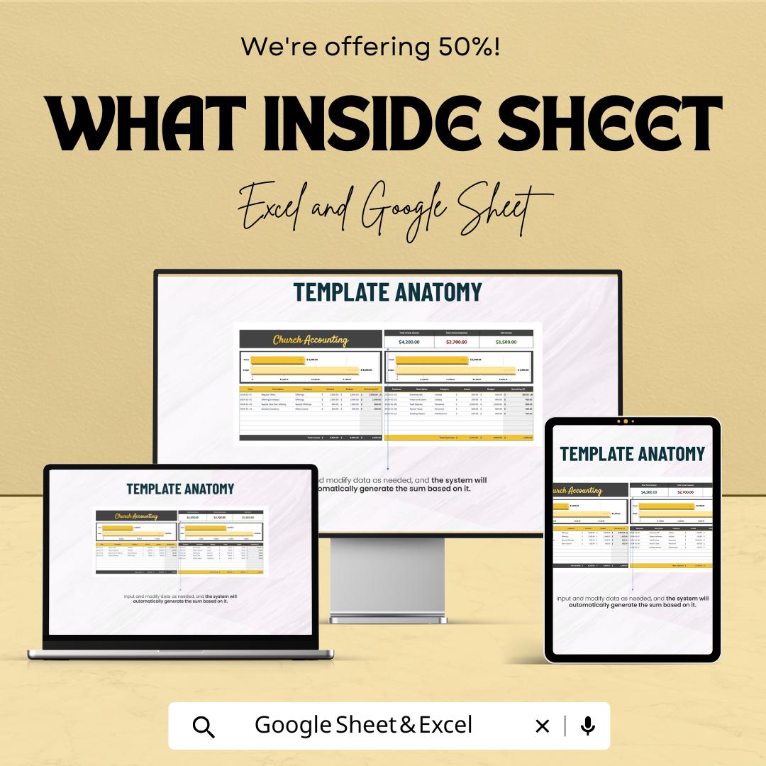 Church Accounting Template | Excel and Google Sheets | Church Finance Tracker | Donation & Expense Log | Ministry Budget Spreadsheet