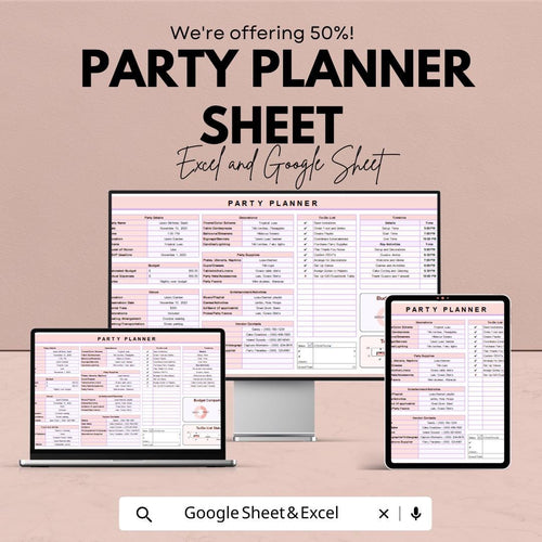 Party Planner Sheet | Event Planning Template | Budget Tracker | Excel & Google Sheets | Party Organizer