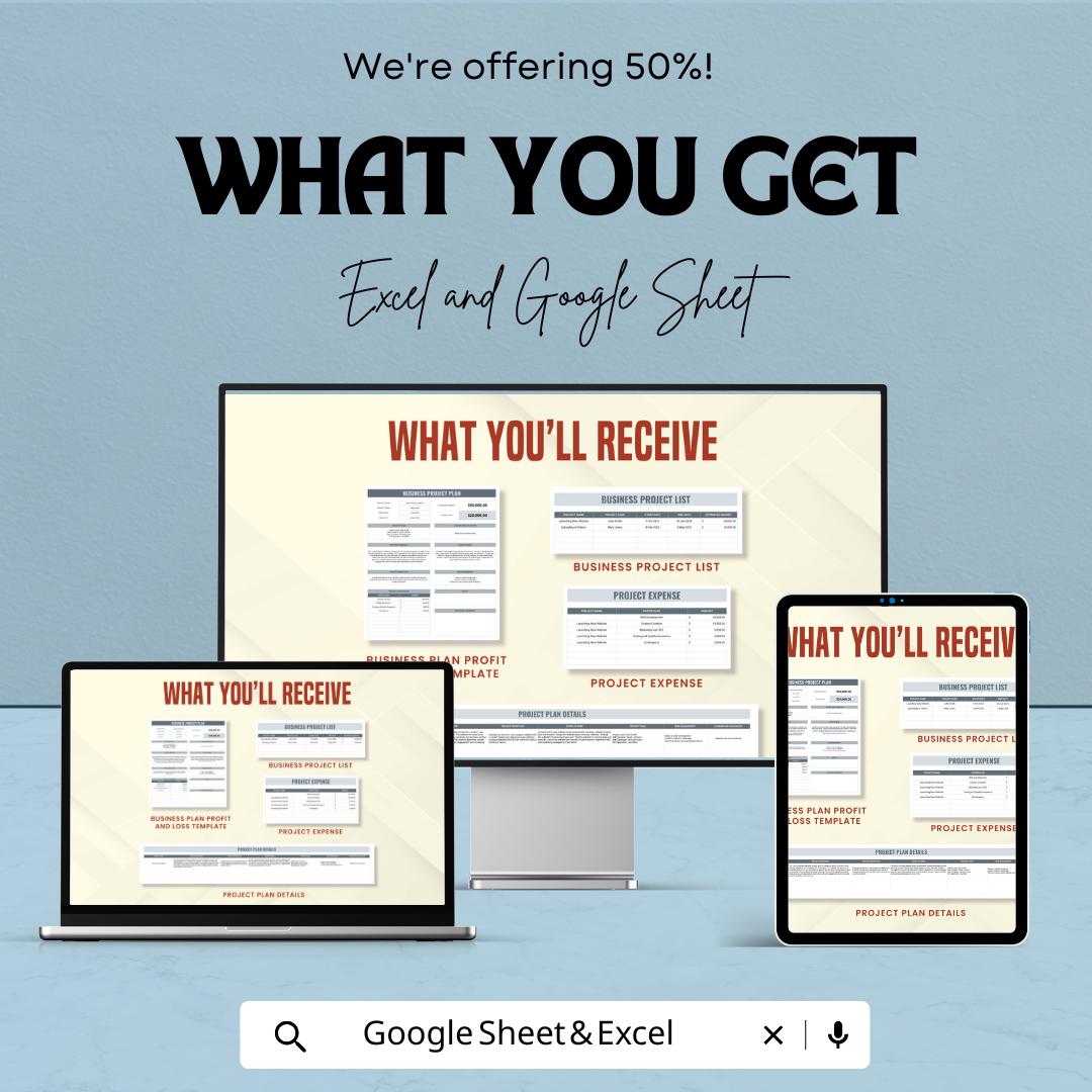 Business Project Plan Sheet | Excel & Google Sheets | Editable Project Tracker | Planning Template | Budget + Timeline + Team Details