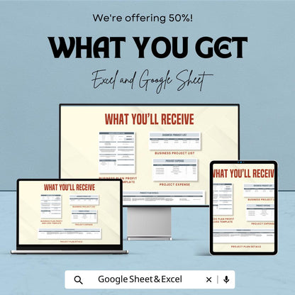 Business Project Plan Sheet | Excel & Google Sheets | Editable Project Tracker | Planning Template | Budget + Timeline + Team Details