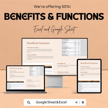 Marketing Dashboard Template | Transport and Logistics KPI Tracker | Excel & Google Sheets Marketing Report | Analytics Performance Sheet