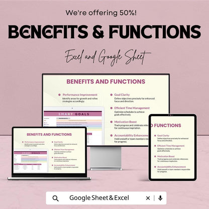 SMART Goals Template | Goal Planner | Action Plan Tracker | Productivity Planner | Personal & Business Goal Setting Tool