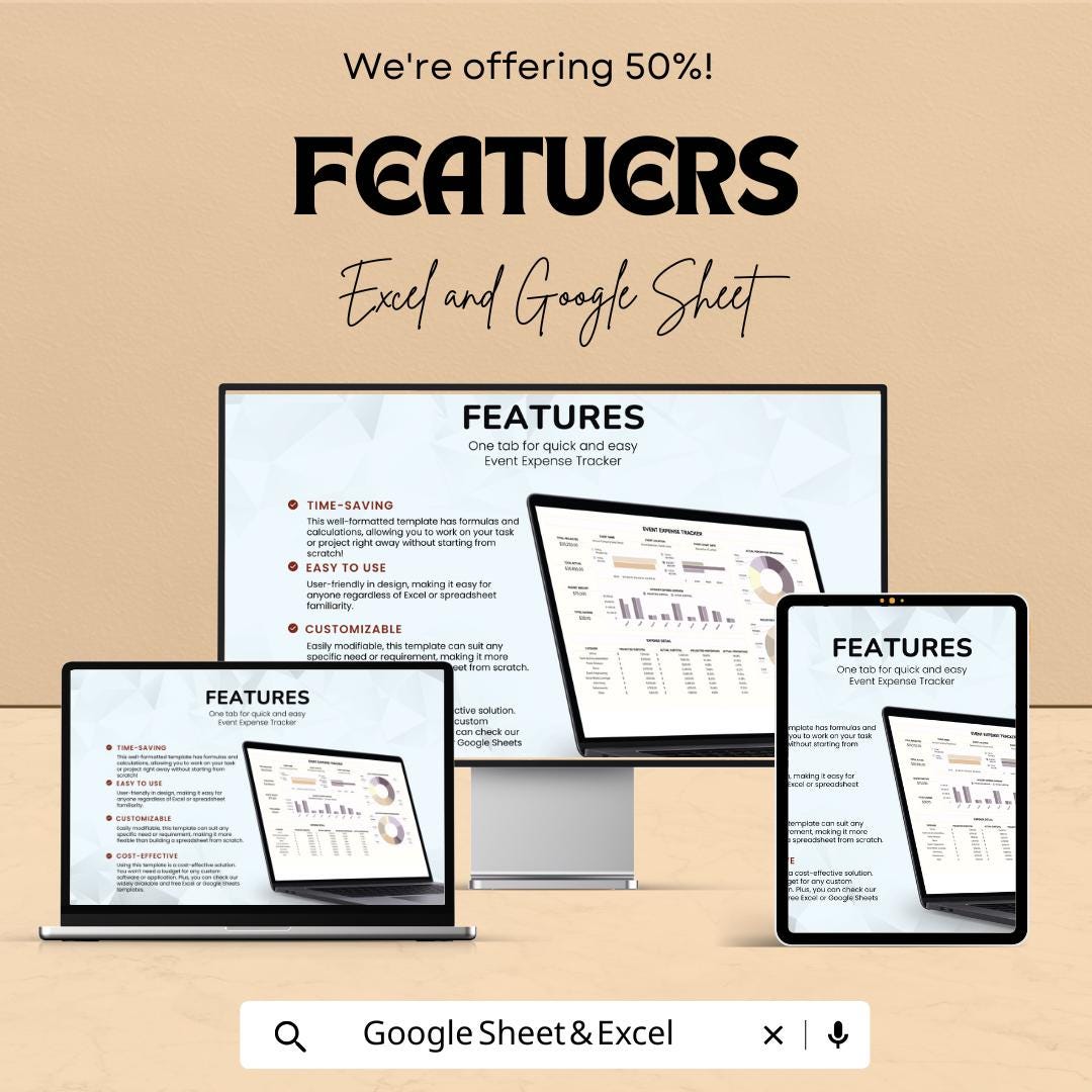 Event Expense Tracker Template | Excel & Google Sheets | Event Budget Planner | Event Cost Tracking Spreadsheet | Party Budget Tool