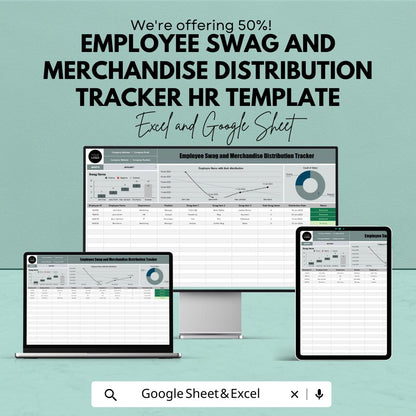 Employee Swag and Merchandise Distribution Tracker HR Template | Inventory Tracker | Excel and Google Sheets HR Tool