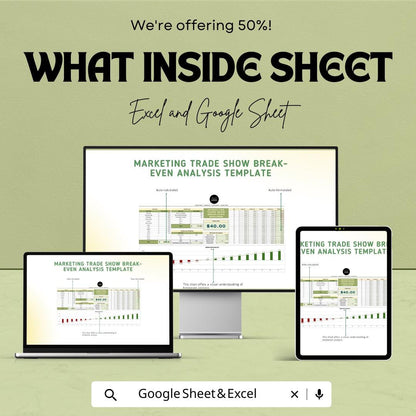 Marketing Trade Show Break-Even Analysis Template | Event ROI Calculator | Trade Show Cost Analysis Spreadsheet