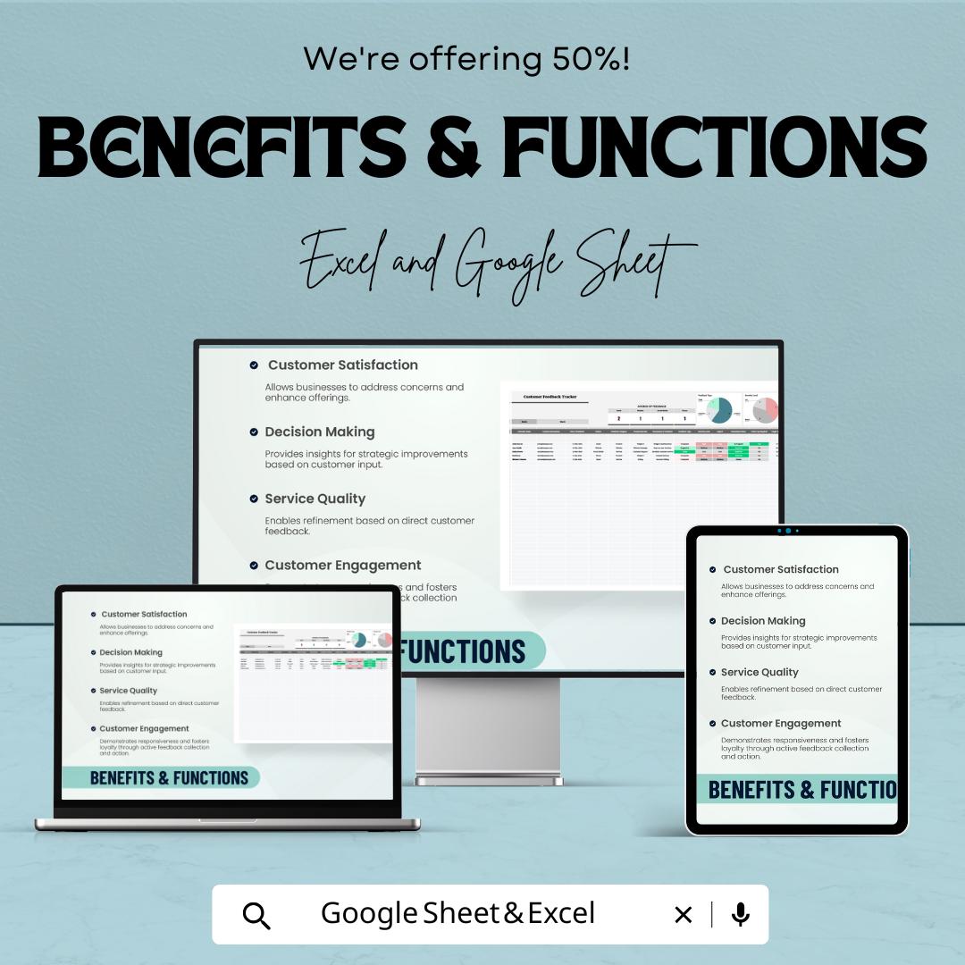 Customer Feedback Tracker Template | Feedback Management Spreadsheet | Customer Review Tracker | Excel & Google Sheets