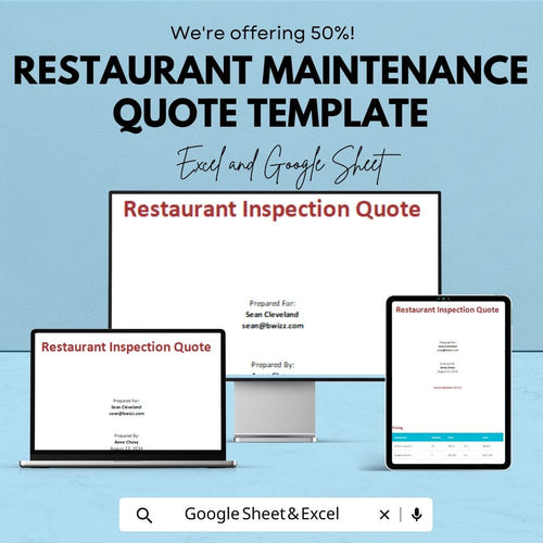 Restaurant Maintenance Quote Template | Restaurant Service Proposal | Repair Cost Estimate Form | Editable Quote Sheet