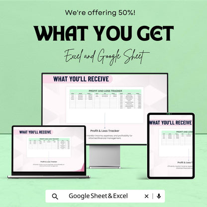 Printable Profit and Loss Template | Income and Expense Tracker | Business Finance Tracker | Monthly Profit Loss Sheet