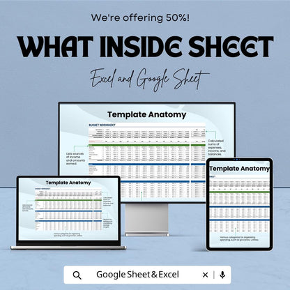 Budget Spreadsheet Template | Monthly Budget Planner | Excel & Google Sheets Finance Tracker | Expense Tracker | Savings Planner |