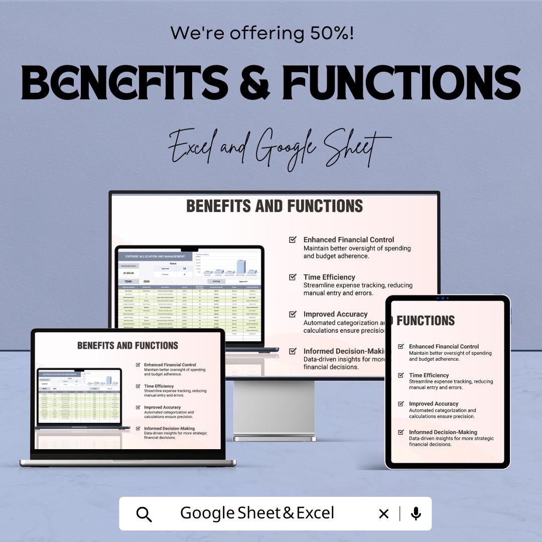 Expense Allocation and Management Sheet | Budget Tracker | Excel & Google Sheet | Financial Planning Template