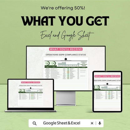 Operations GDPR Compliance Status Template, GDPR Tracker Spreadsheet, Data Protection Compliance Log, Privacy Compliance Dashboard