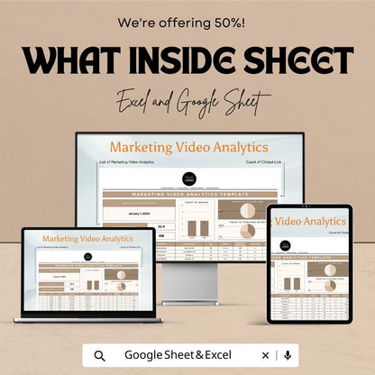 Marketing Video Analytics Template, Video Performance Tracker, Campaign Analytics Spreadsheet, Digital Download