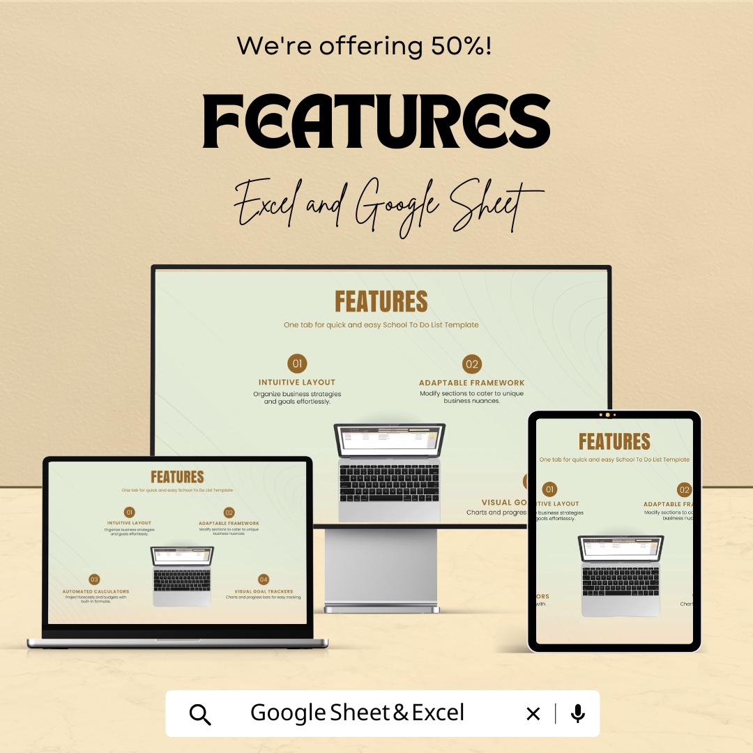 School To Do List Sheet | Student Task Planner in Excel and Google Sheets | Assignment & Homework Tracker