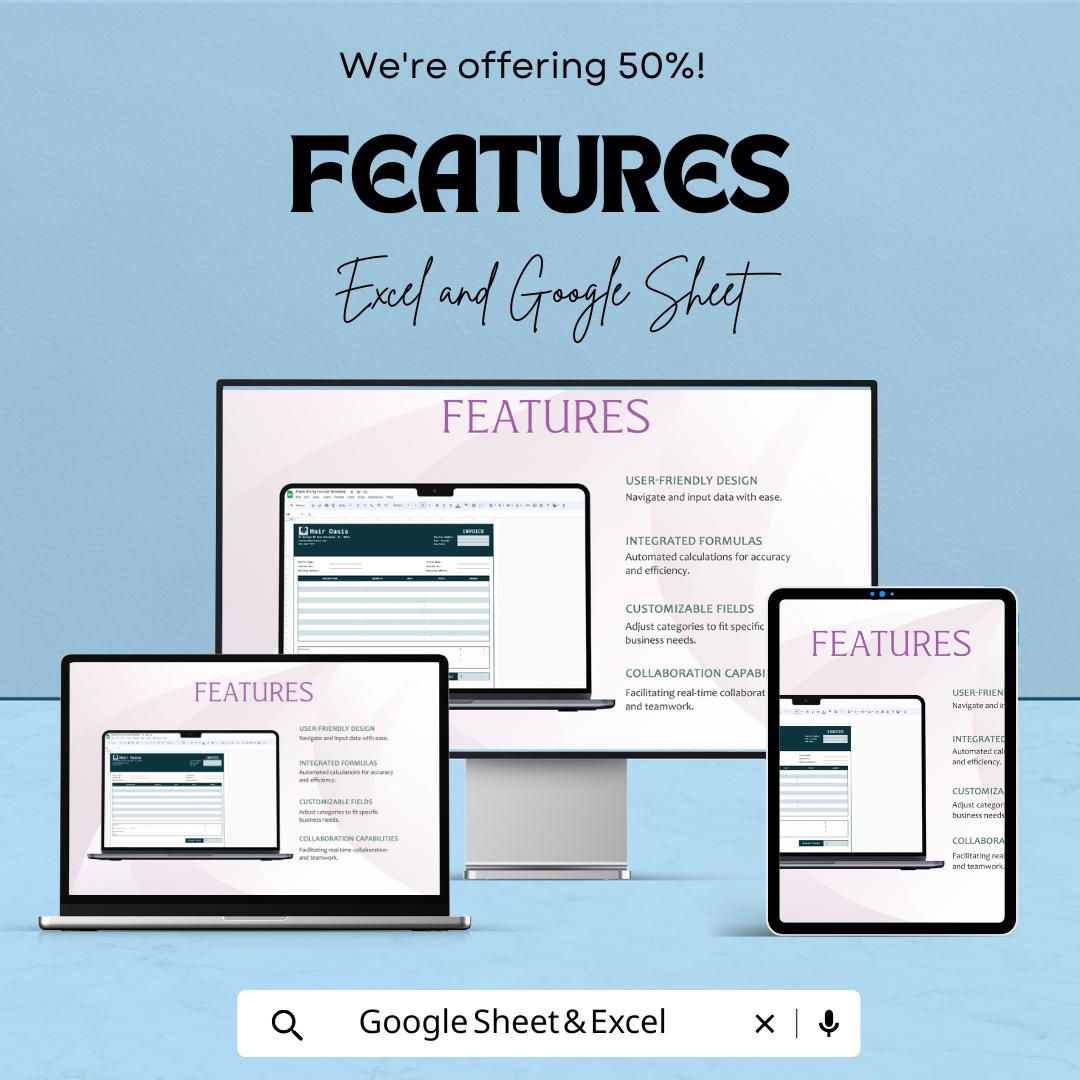 Blank Billing Invoice Sheet | Excel & Google Sheets Template | Invoice Generator | Customizable Billing Template | Instant Download
