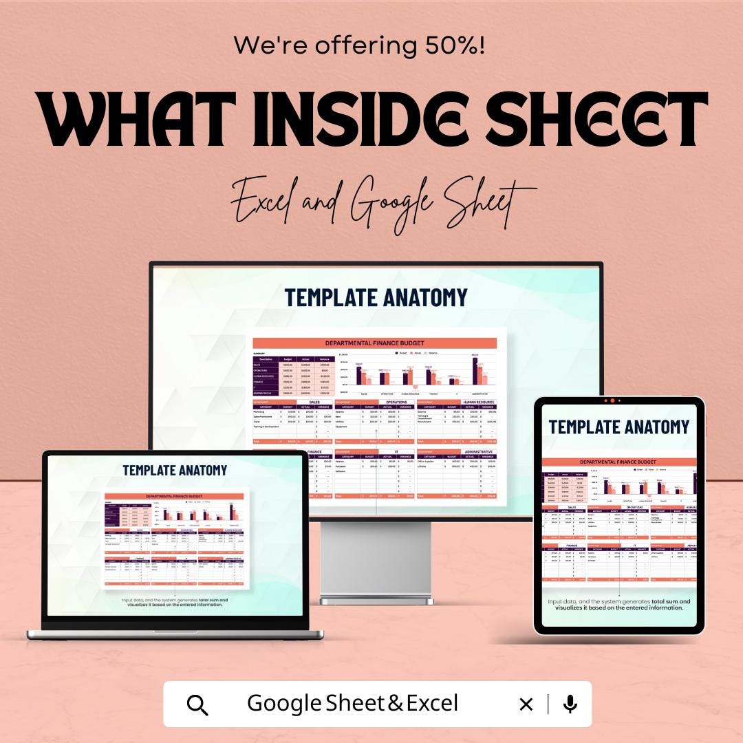 Departmental Finance Budget Allocation Sheet | Excel and Google Sheet Template for Financial Planning | Budget Management & Analysis