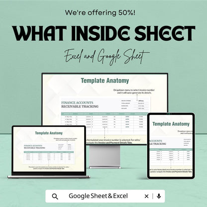 Finance Accounts Receivable Tracking Template | Invoice Tracker | Payment Tracking Spreadsheet | Business Finance Template