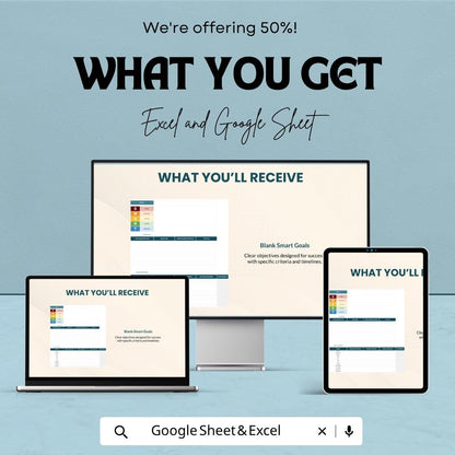 SMART Goals Template | Goal Setting Spreadsheet | Productivity Planner | Action Plan Tracker | Excel & Google Sheets | Goal Tracker Sheet