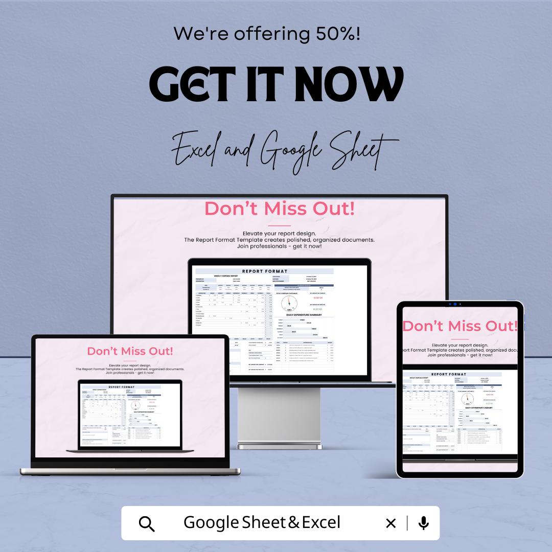 Report Format Template | Weekly Expense Report | Business Report Sheet | Editable Tracking Template | Work Report Spreadsheet