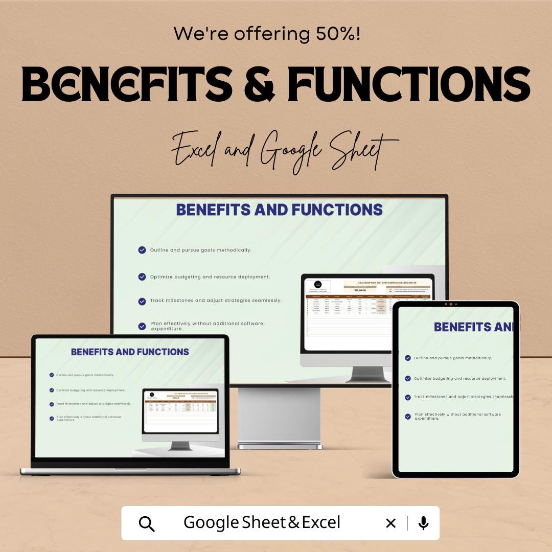 FLSA Exemption Test and Compliance Checker HR Template | Employee Classification Tool | HR Compliance Spreadsheet | Excel & Google Sheets