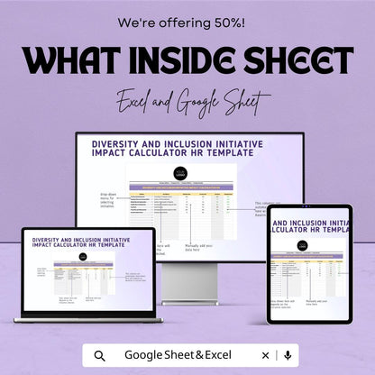 Diversity and Inclusion Impact Calculator HR Template | DEI Metrics Tracker | Hr Analytics Spreadsheet | Excel Google Sheets DEI Dashboard