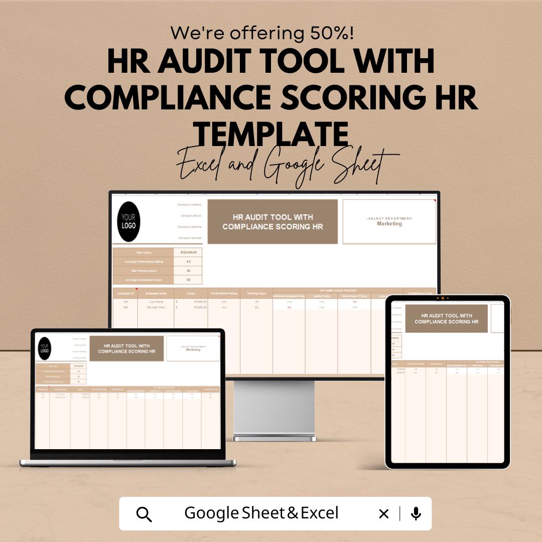 HR Audit Tool with Compliance Scoring | HR Compliance Template | Excel & Google Sheets | HR Audit Checklist | Policy Tracking Spreadsheet