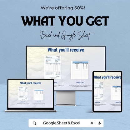 Sales Bill Template | Invoice Spreadsheet | Sales Invoice Tracker | Billing Template for Excel & Google Sheets | Small Business